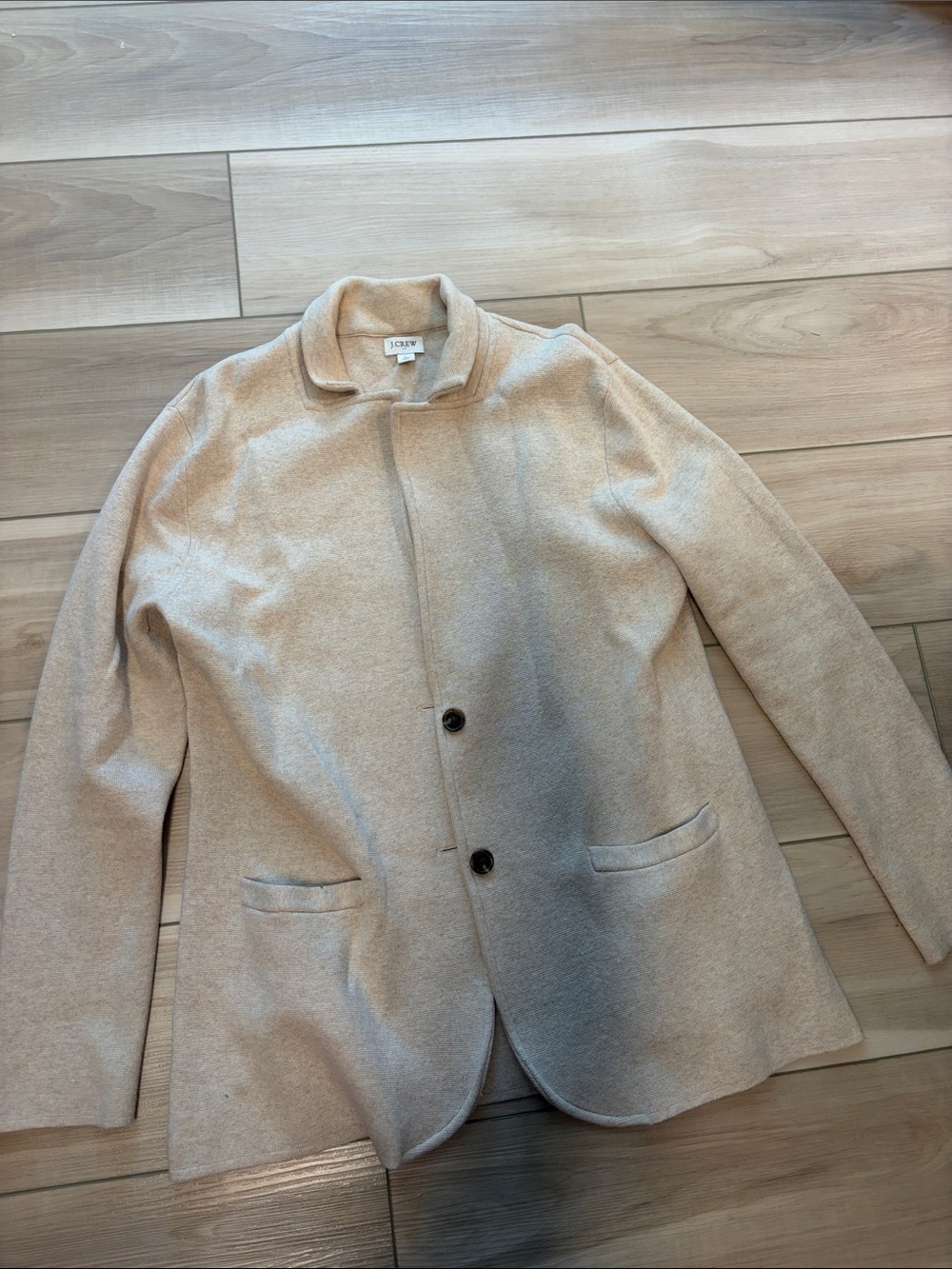 J. Crew Women's Light Cream Single-Breasted Wool Blend Pea Coat Sweater